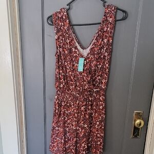 Maurices Burgundy Floral Jumpsuit